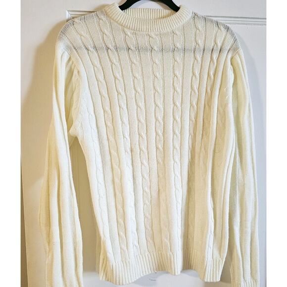 Vintage Ivory Cable Pullover Sweater by Sigallo - Large - Picture 1 of 4